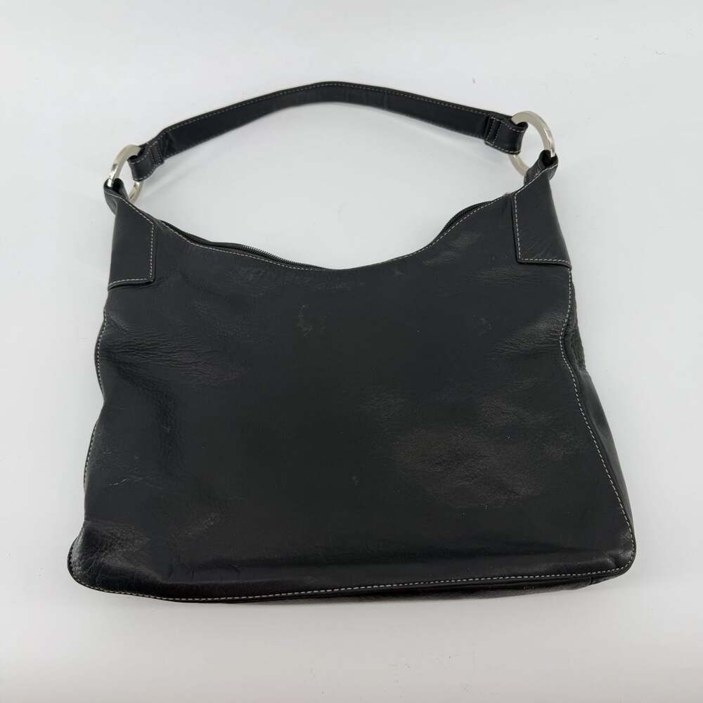Perlina Leather Shoulder Bag Purse Black Supple Classic Minimalist Preppy